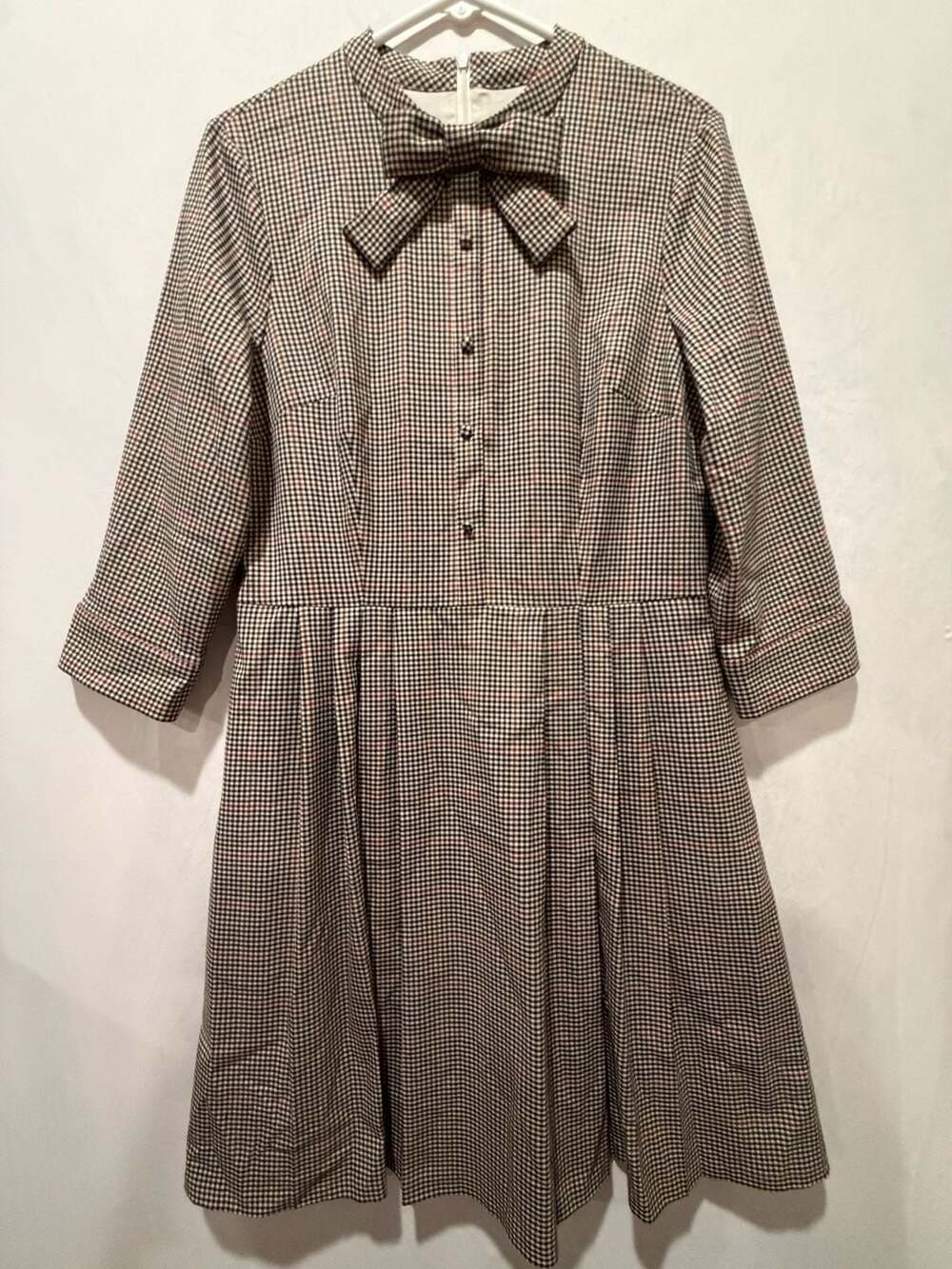 Gal Meets Glam houndstooth Blanch Dress with Bow Collar sz 12